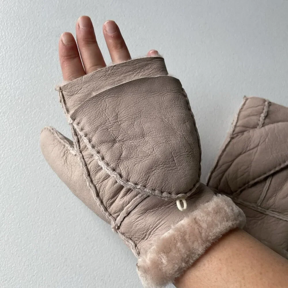 Warm Paws Winter Mittens Gloves Tan Cream Warm Women's Size S/M